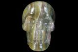 Carved, Rainbow Fluorite Skull - Argentina #78637-1
